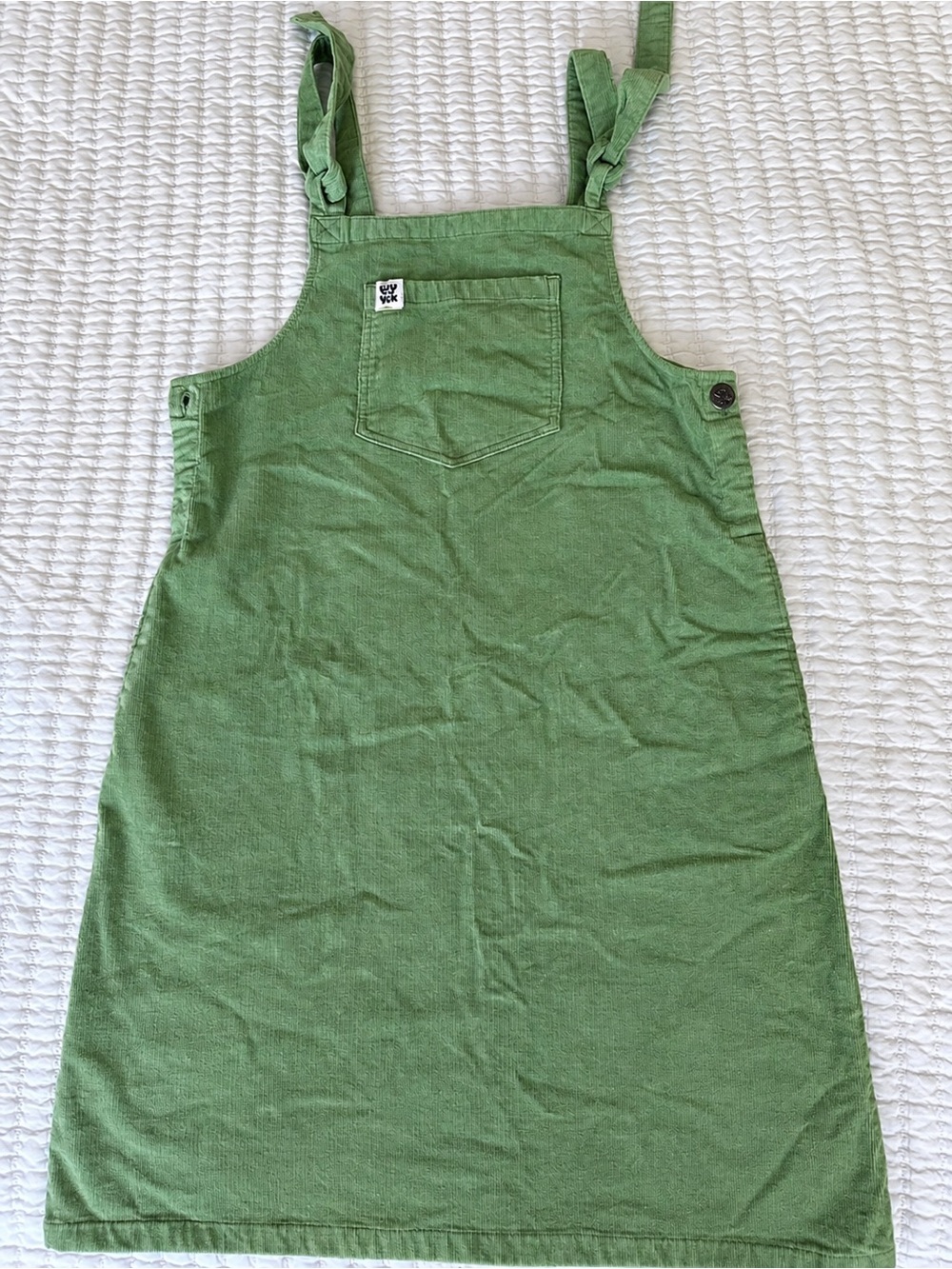 Lucy & Yak Green Corduroy Mini Pini Pinafore Dress M Organic Cotton